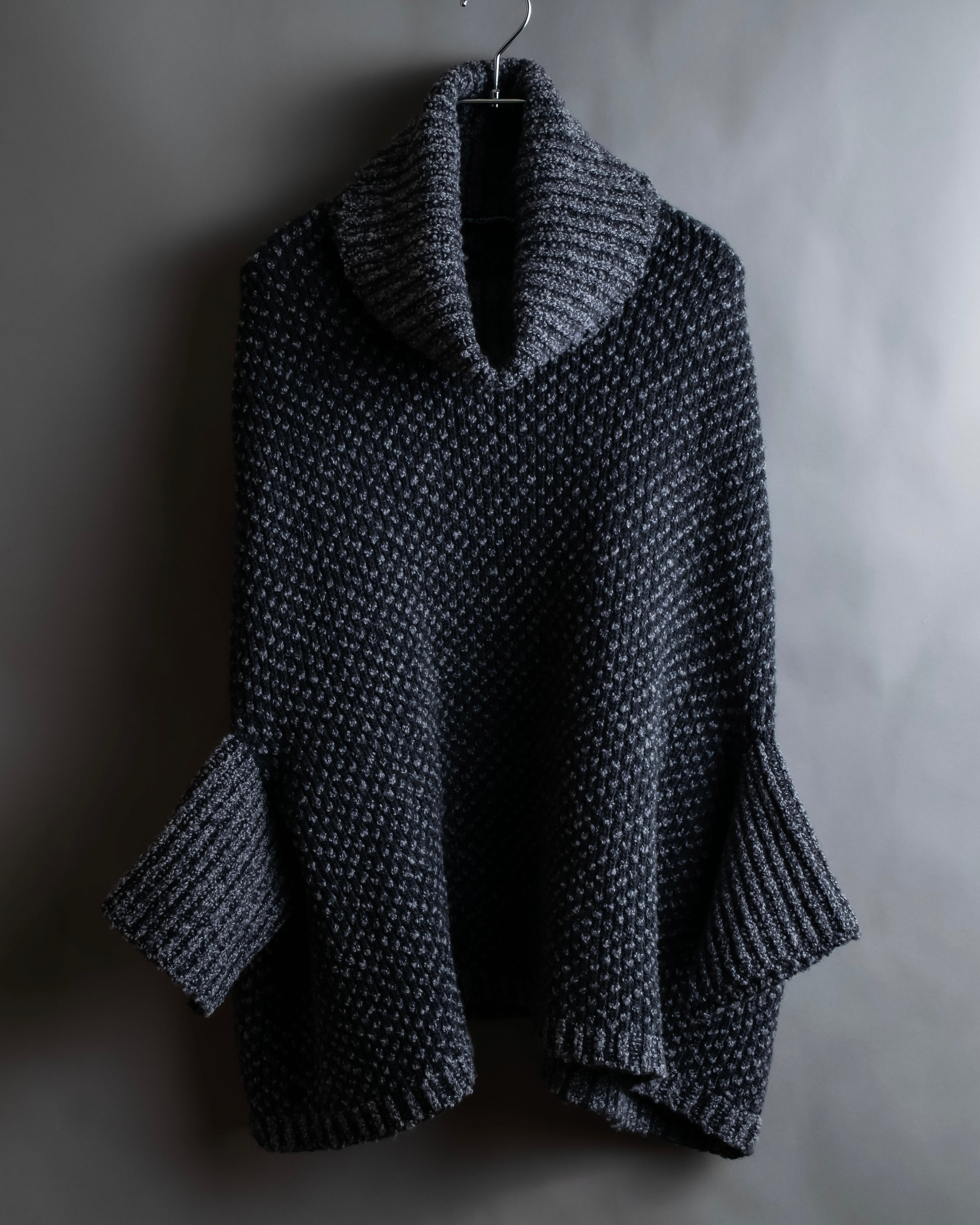 "DOLCE & GABBANA" Poncho silhouette waffle knit pullover