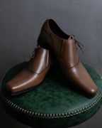 "KATHARINE HAMNETT" Perforated square toe lace-up leather shoes