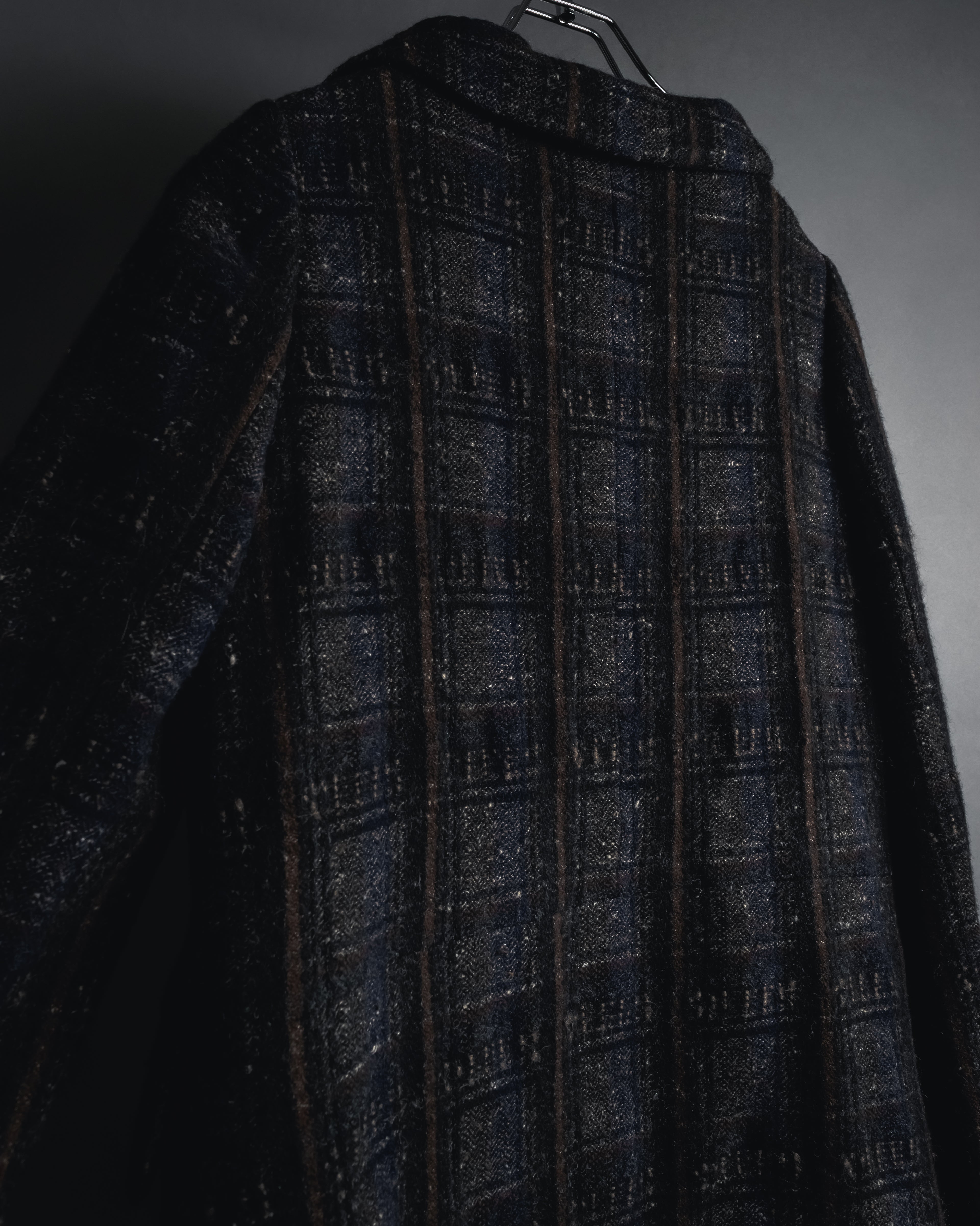 "MARNI" 90’s-00’s Textured plaid wool blend coat