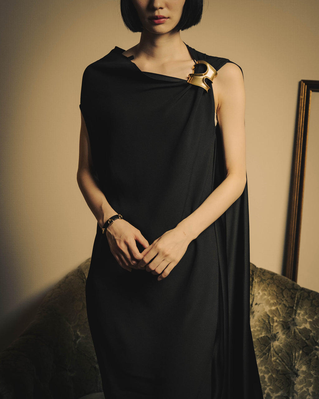 -SPECIAL- "FERRAGAMO" 2020's Sculpturally draped asymmetric maxi dress