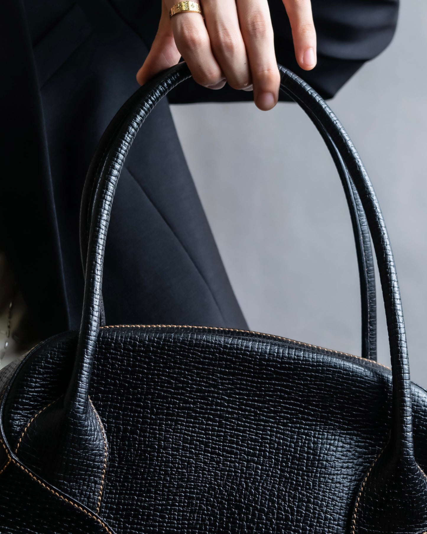 "LOEWE" Embossed leather horizontal one handle bag