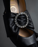 "GUCCI" Michele design ribbon crystal buckle pumps