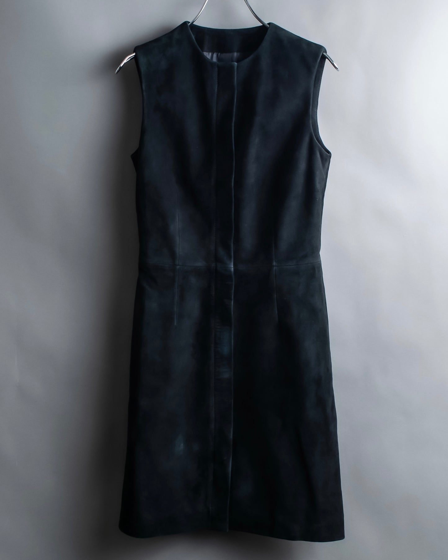 "BALENCIAGA" Lamb leather suede sleeveless dress