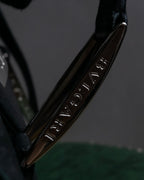 "BVLGARI" Horizontal form engraved logo leather bag