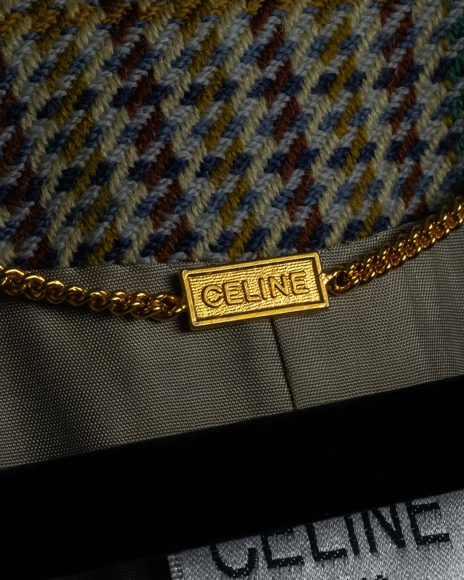 "CELINE" 90’s–00’s checked velvet collar coat