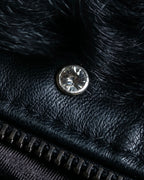 "HERMITAGE" Box silhouette double zipper fur blouson