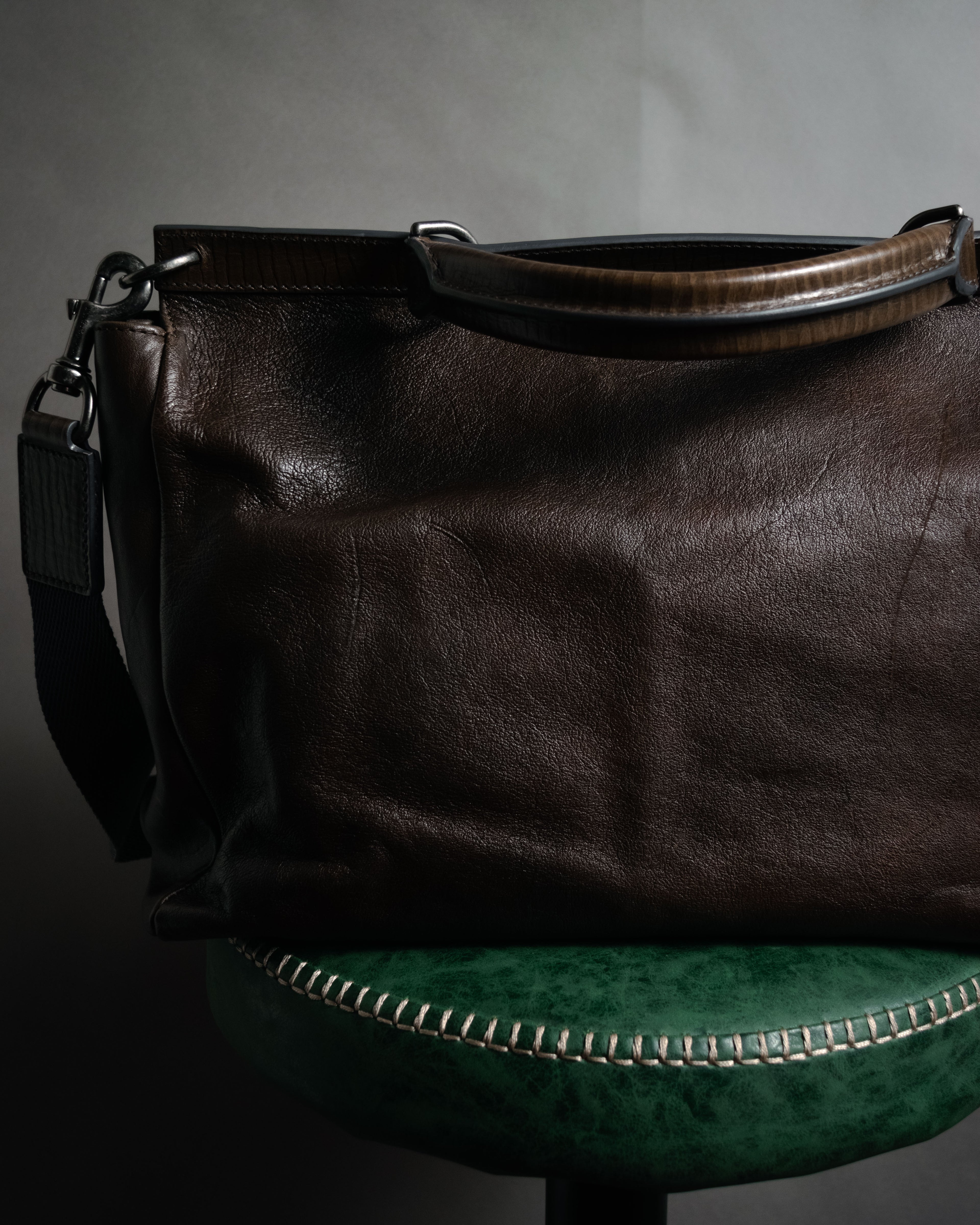 "DOLCE & GABBANA" 00’s-10’s Grained leather canvas-lined satchel bag