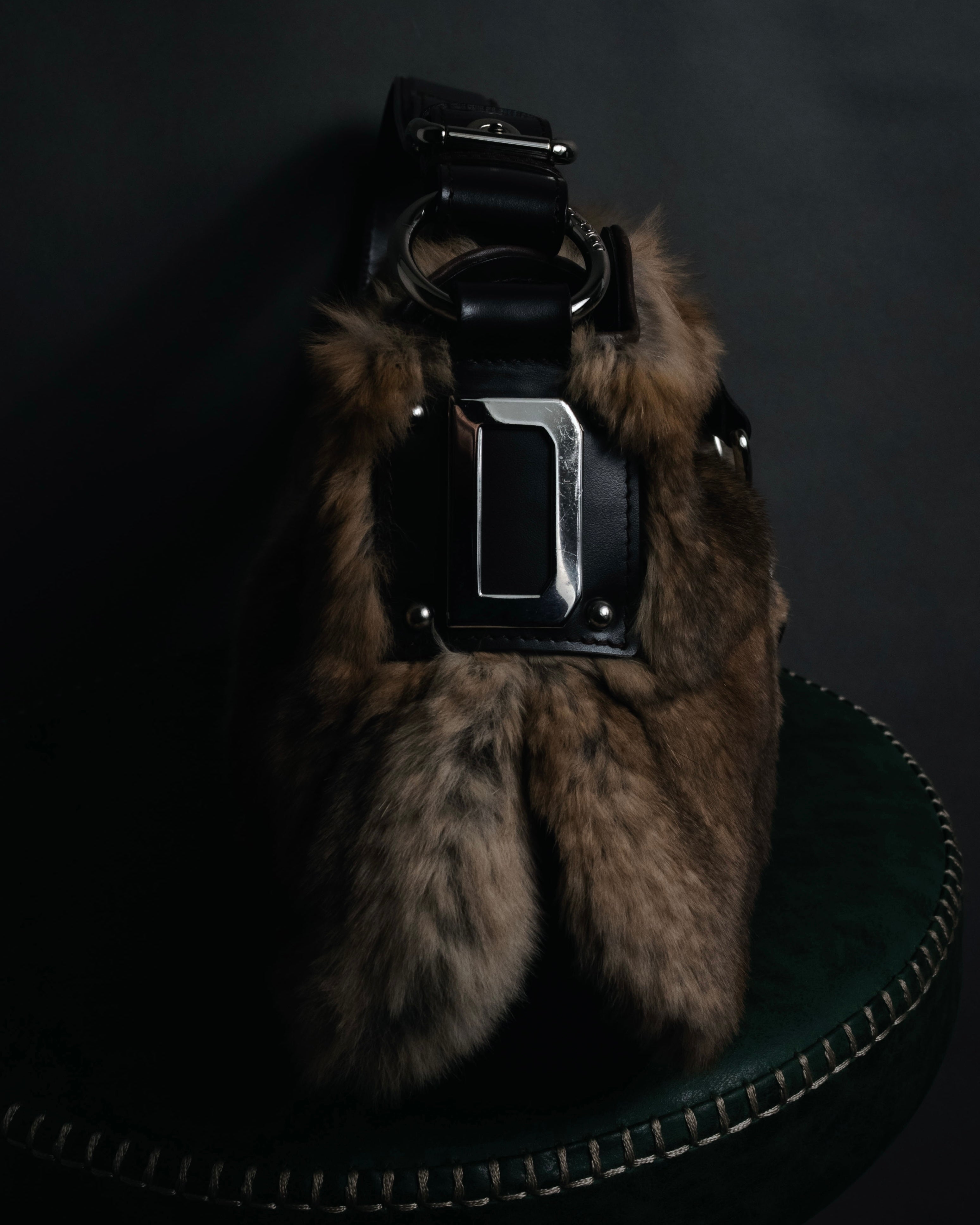 "DOLCE&GABBANA" 00’s-10’s Fur shoulder bag with logo hardware