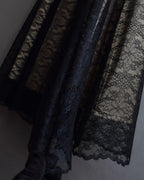 "LANVIN en Bleu" Flowers black lace layered skirt