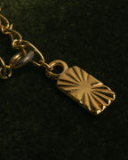 "YVES SAINT LAURENT" 80's-90's Gold-tone rolo chain necklace with faux pearl accents