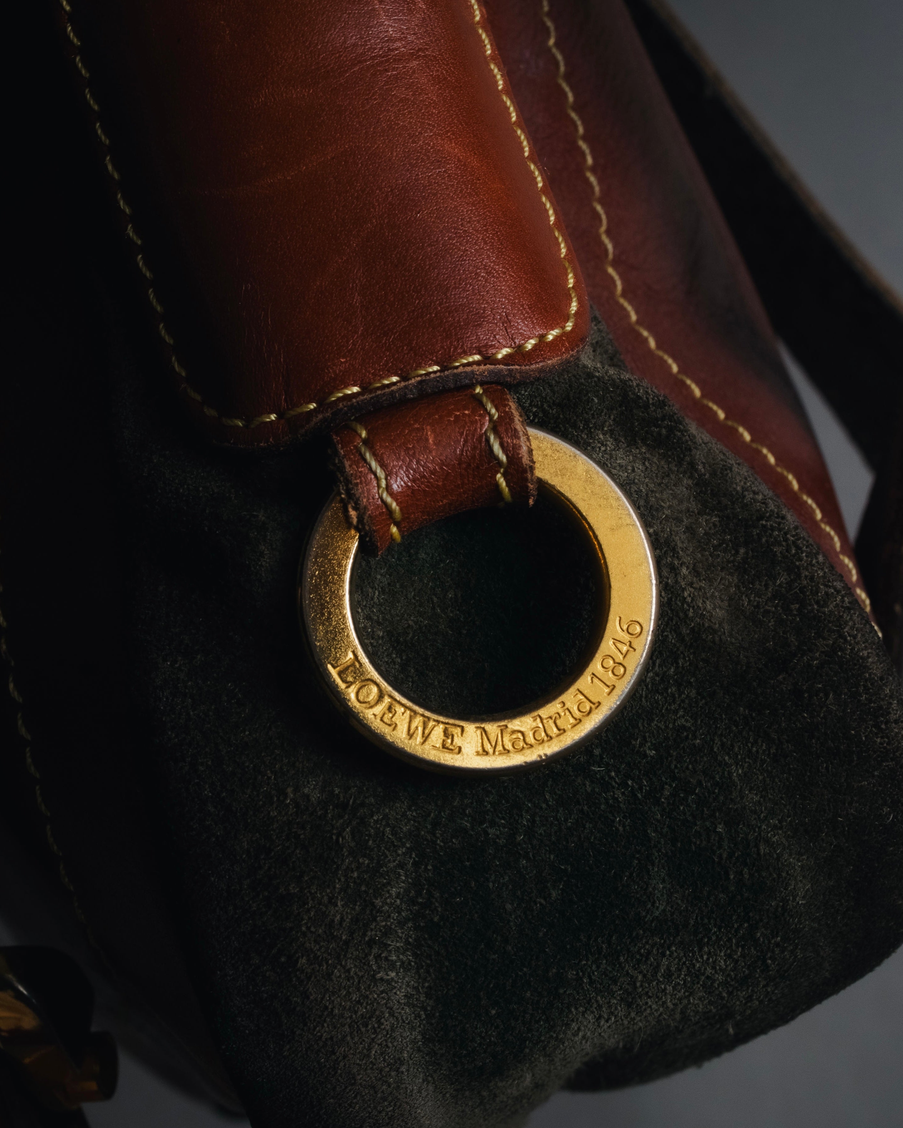 "LOEWE" 80’s bicolor nappa leather and suede shoulder bag