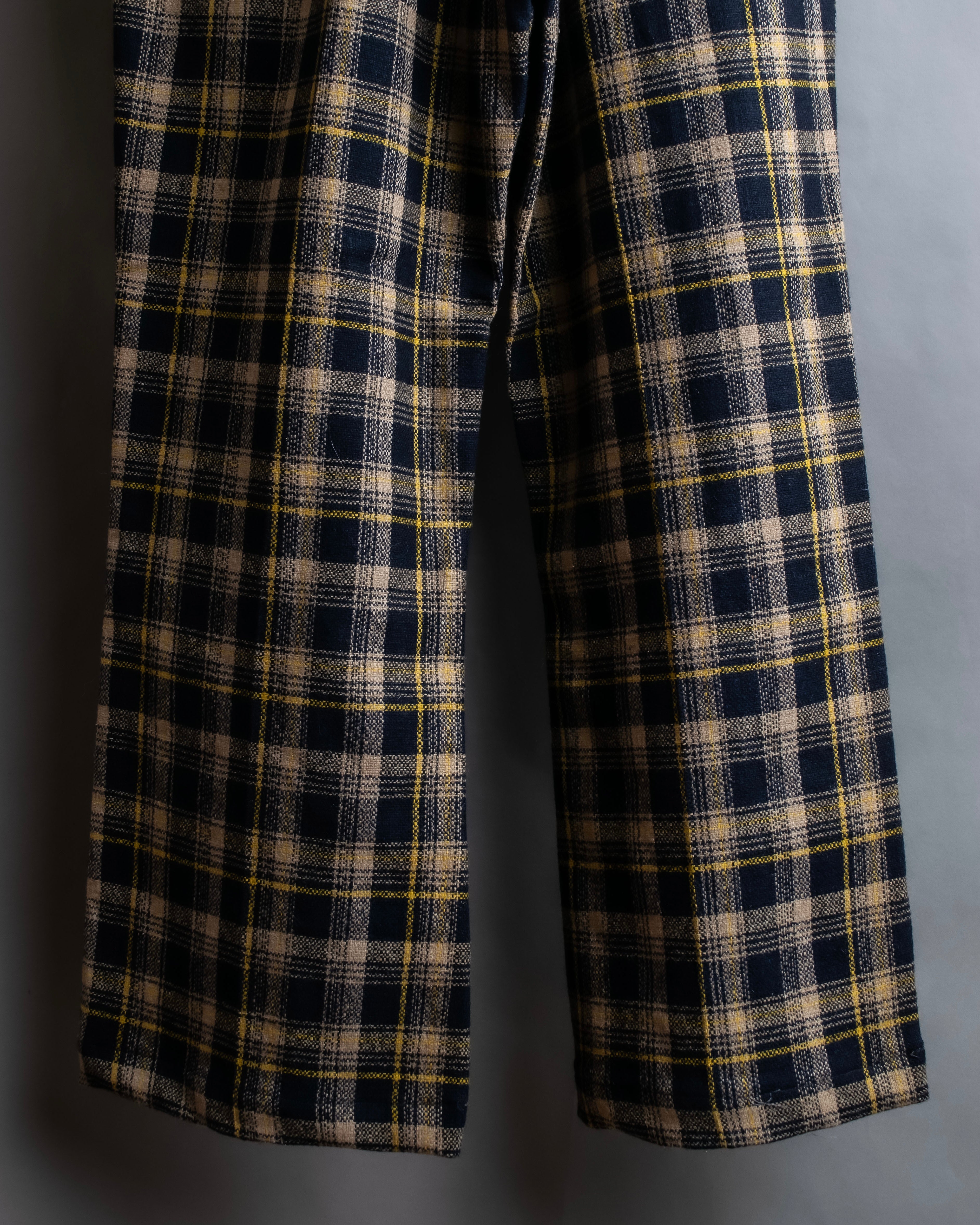 "Vintage tartan check wide tapered slacks"