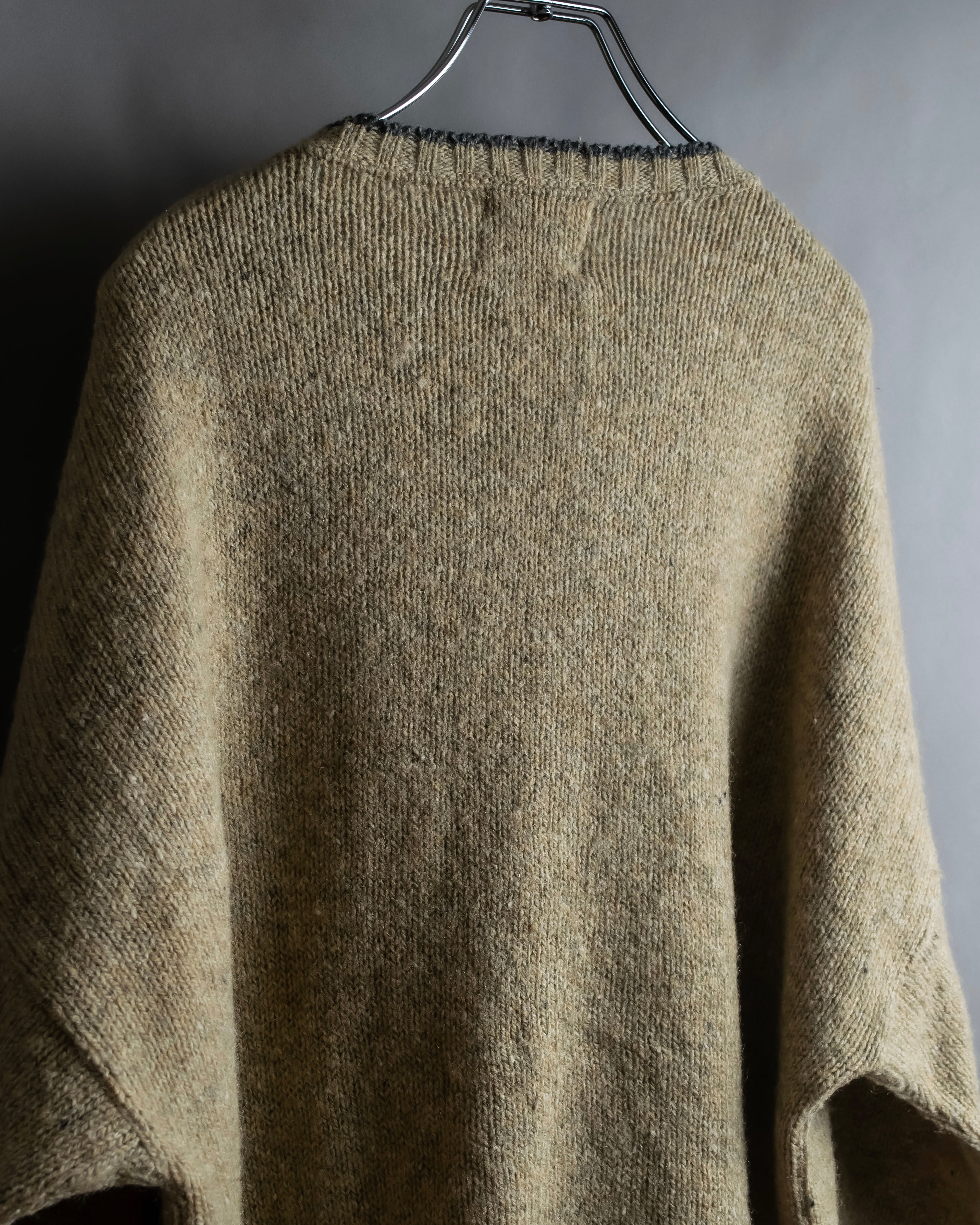 "Vintage oversized ribbed V-neck knit pullover"