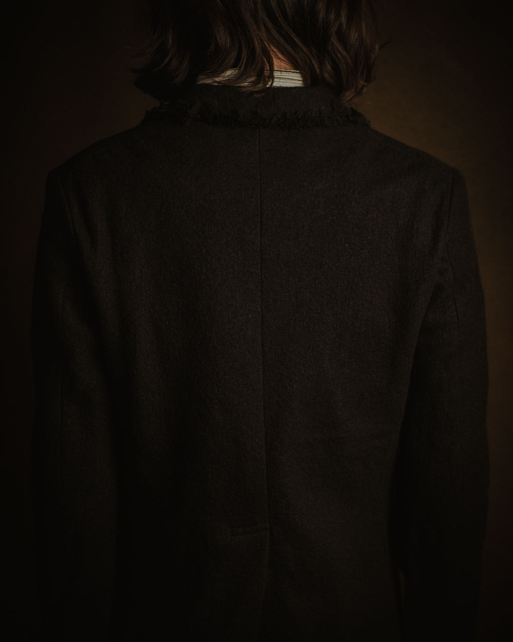 –SPECIAL– "tricot COMME des GARÇONS" 2004AW Fringed cut-off boiled wool tailored jacket