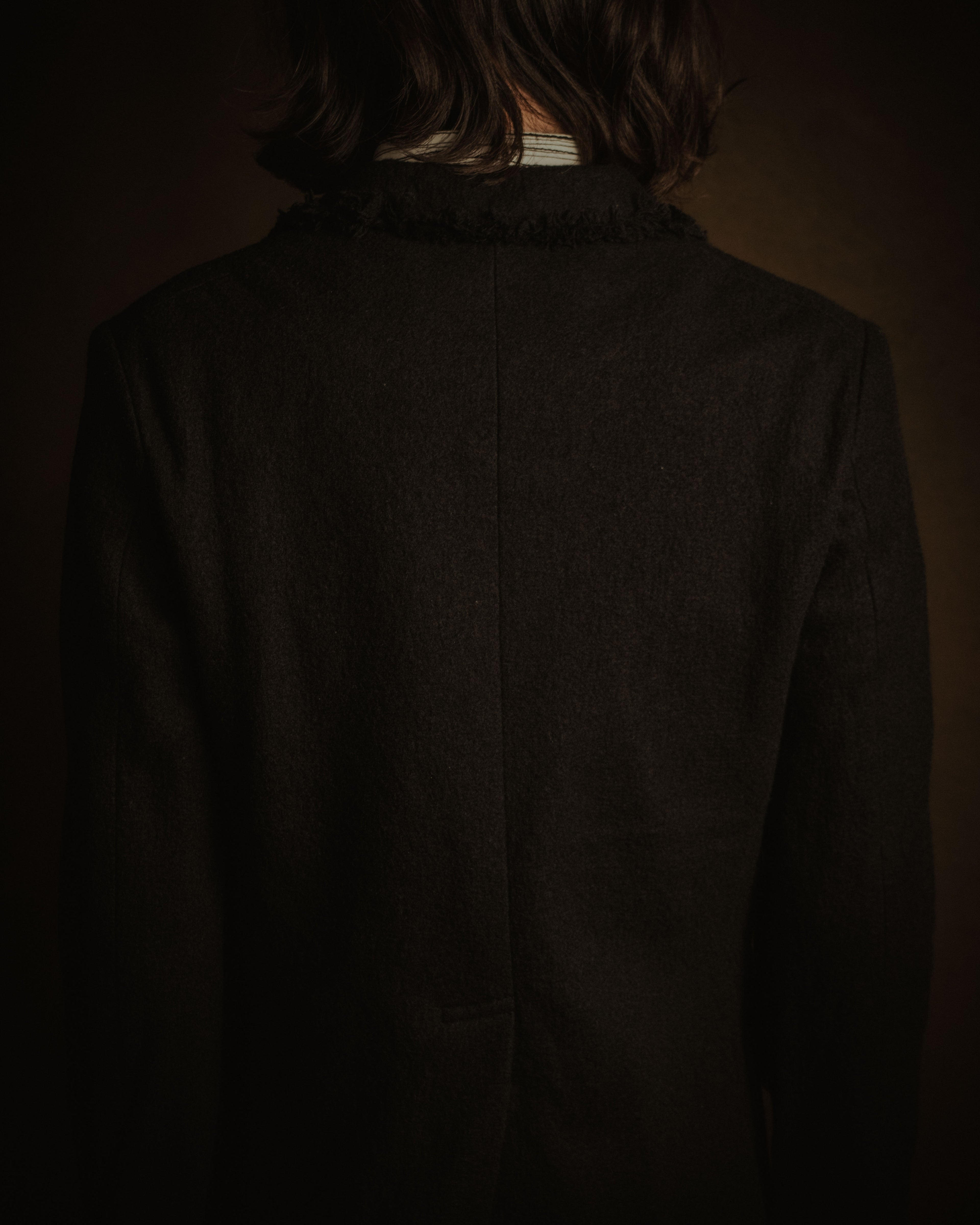 –SPECIAL– "tricot COMME des GARÇONS" 2004AW Fringed cut-off boiled wool tailored jacket