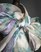 “Yves Saint Laurent” 80’s-90’s Sheer stripe floral silk scarf