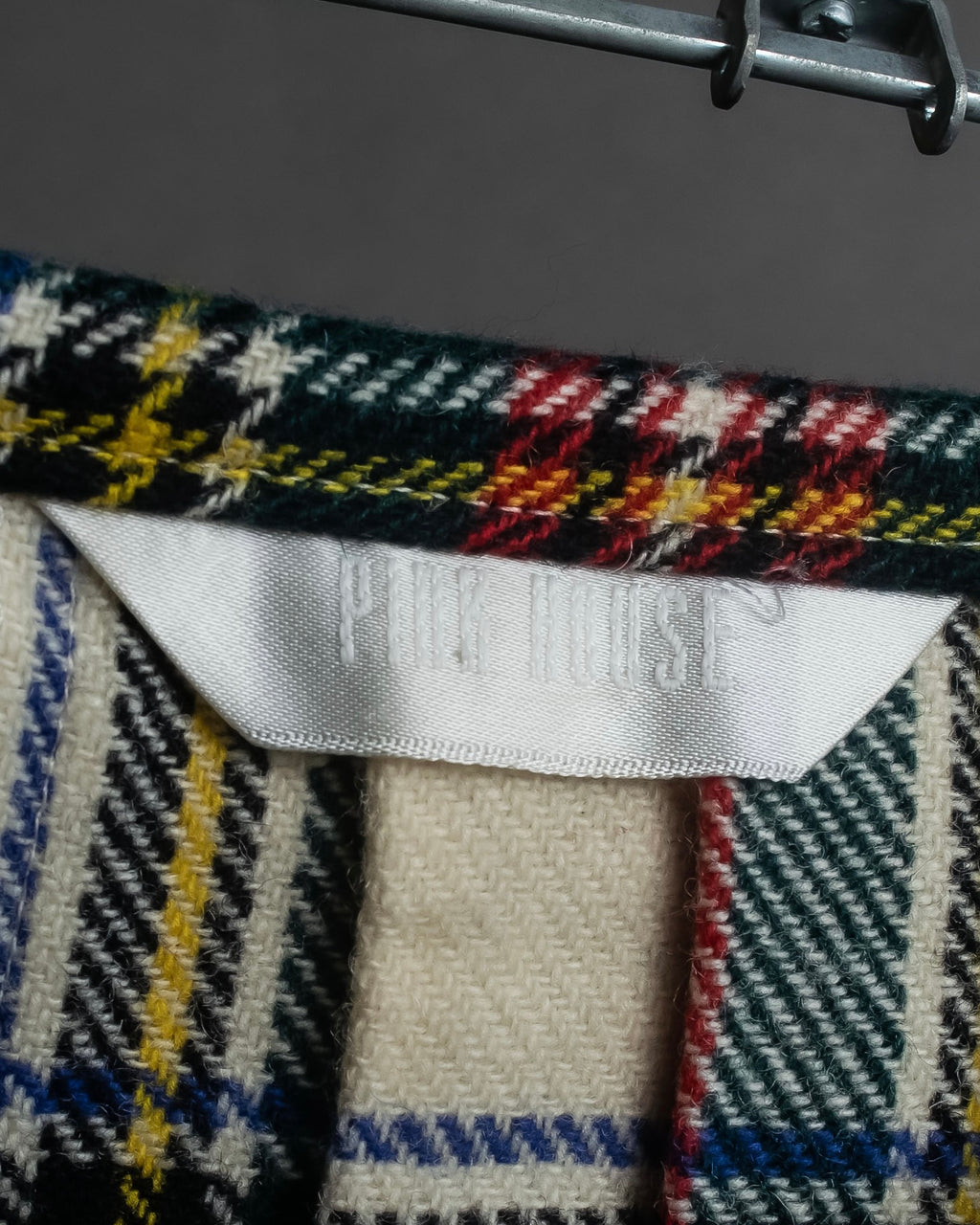 "PINK HOUSE" Tartan check pleated wrap skirt