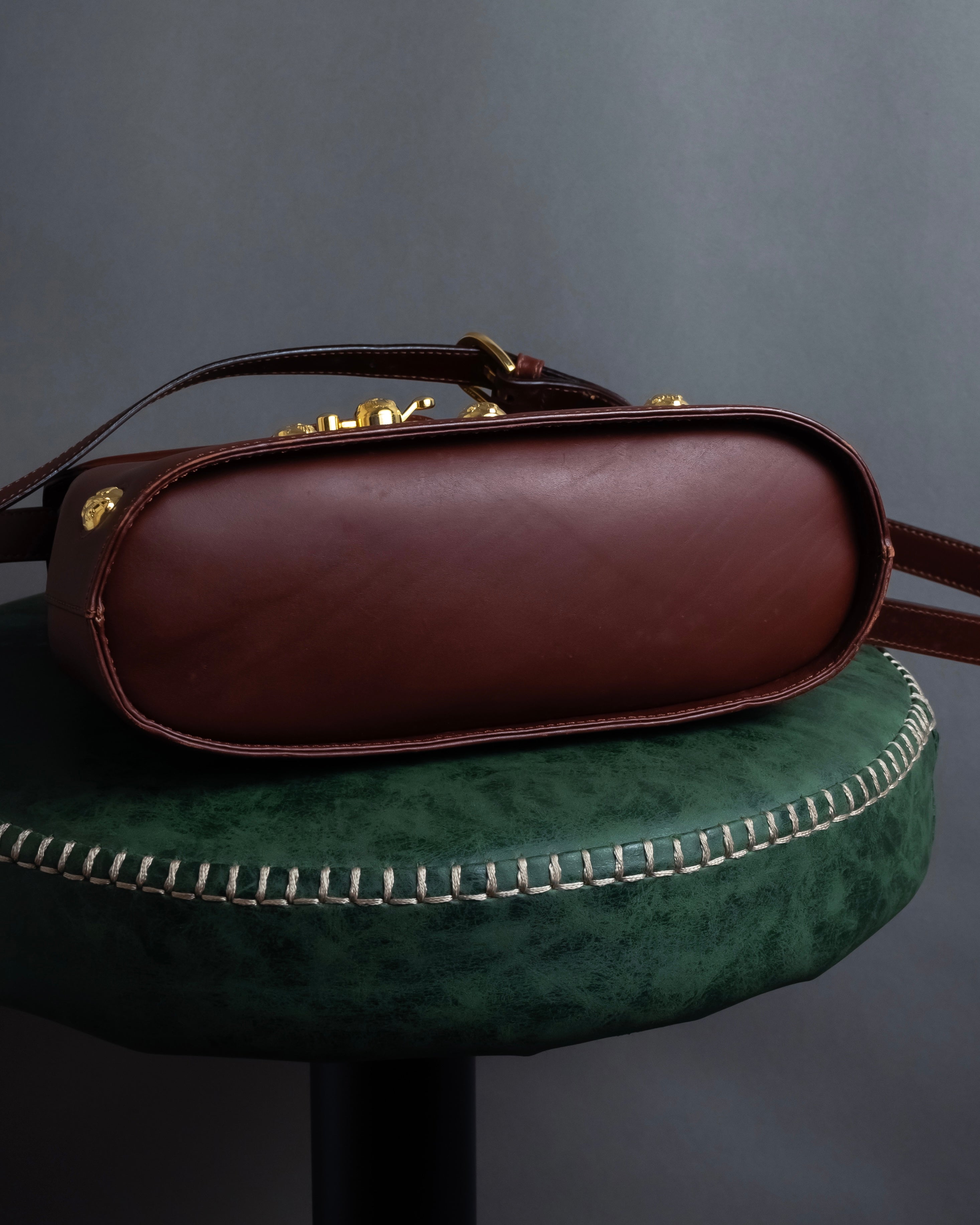 "Salvatore Ferragamo" Coin motif metal design leather hand bag