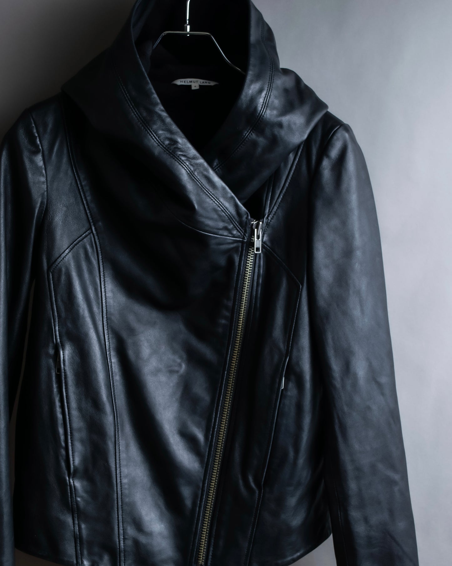 "HELMUT LANG"Boa switching shape leather zip-up jacket