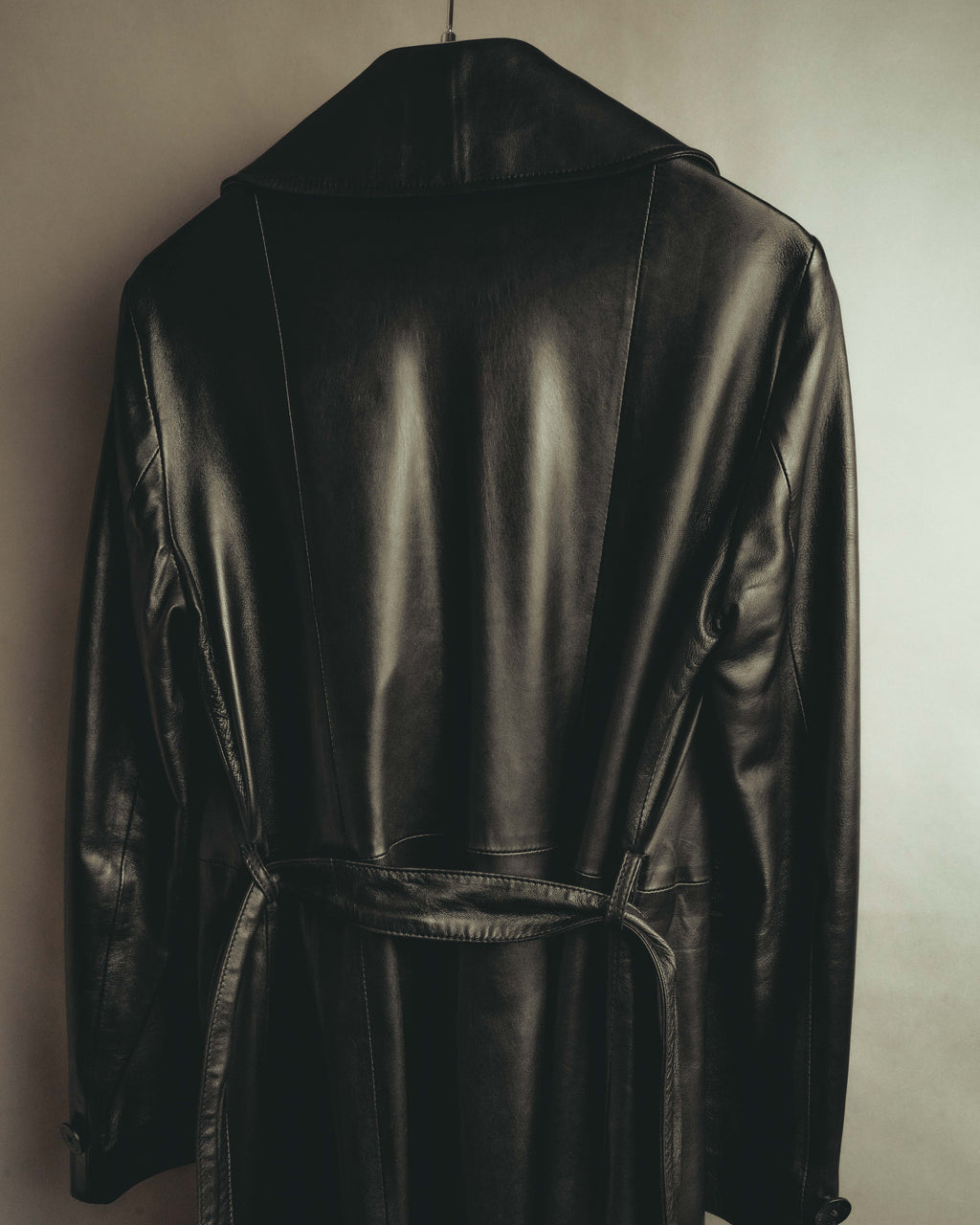 -SPECIAL- "BOTTEGA VENETA" 80's-00's Belted leather coat