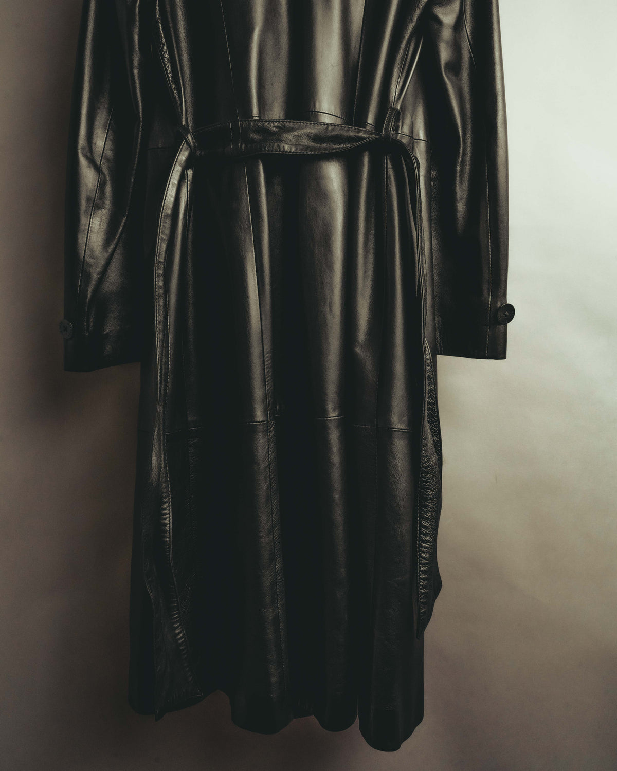 -SPECIAL- "BOTTEGA VENETA" 80's-00's Belted leather coat