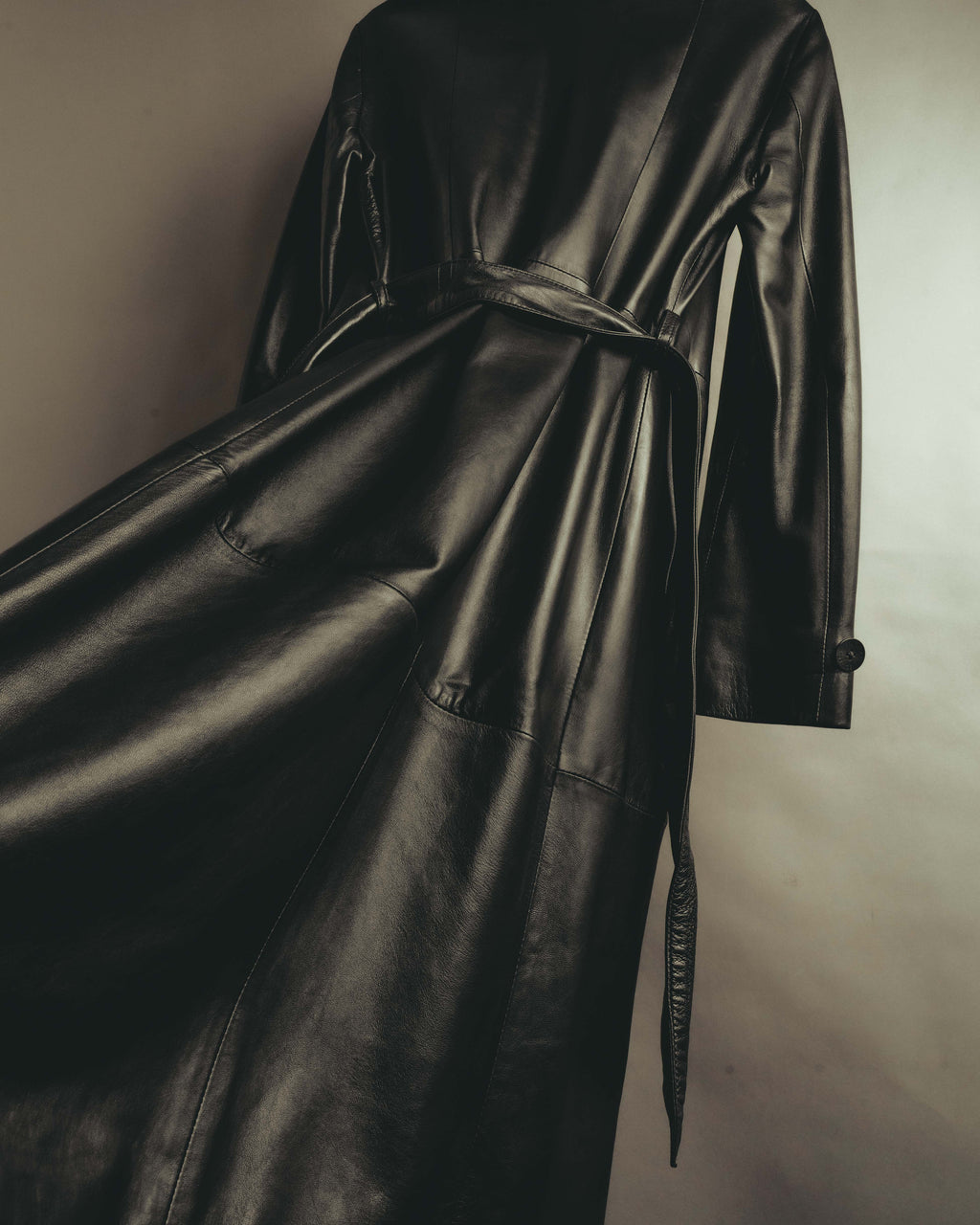 -SPECIAL- "BOTTEGA VENETA" 80's-00's Belted leather coat