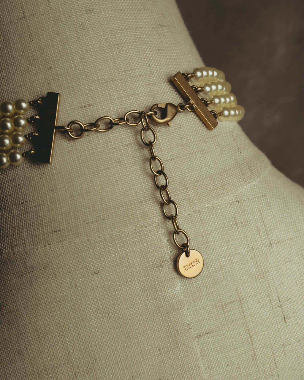 -SPECIAL- “Christian Dior” 90’s–00’s pearl cabochon multi-strand choker necklace