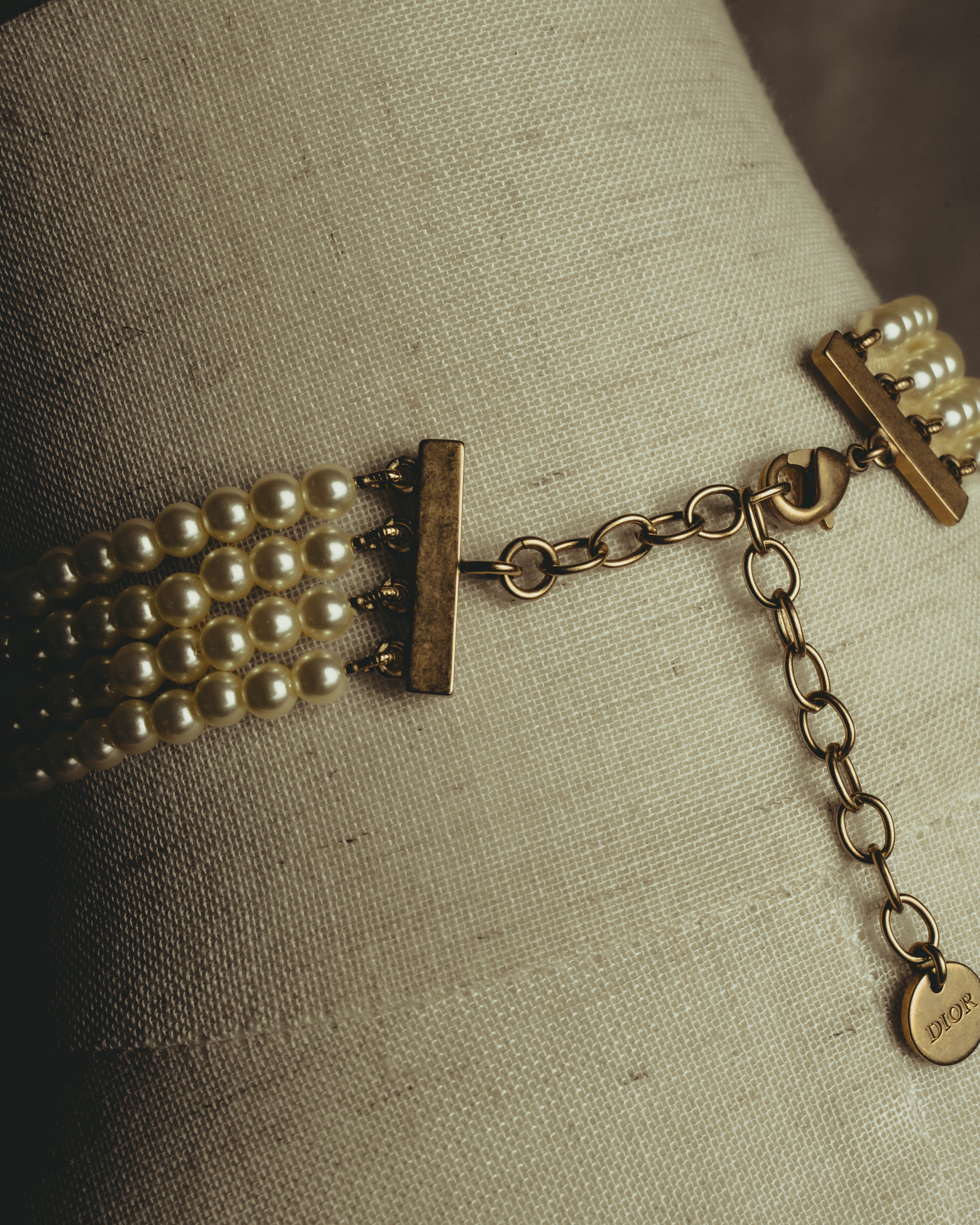 -SPECIAL- “Christian Dior” 90’s–00’s pearl cabochon multi-strand choker necklace