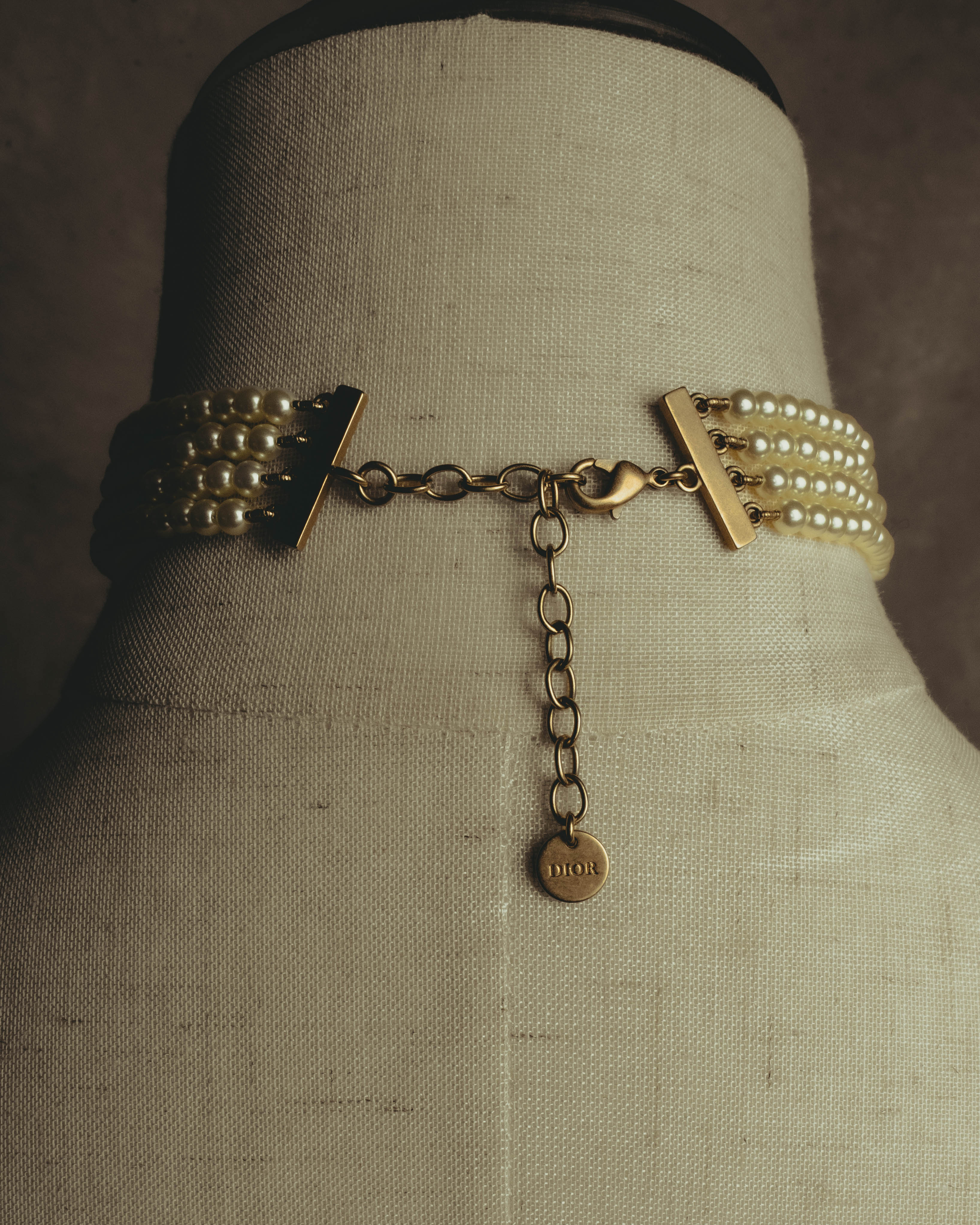 -SPECIAL- “Christian Dior” 90’s–00’s pearl cabochon multi-strand choker necklace