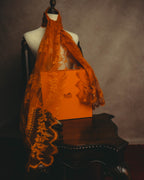 -SPECIAL- “HERMÈS” 2000’s-2010’s orange floral mesh lace stole