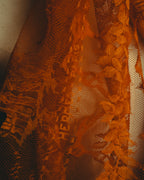 -SPECIAL- “HERMÈS” 2000’s-2010’s orange floral mesh lace stole
