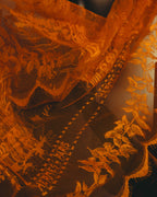 -SPECIAL- “HERMÈS” 2000’s-2010’s orange floral mesh lace stole
