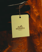 -SPECIAL- “HERMÈS” 2000’s-2010’s orange floral mesh lace stole