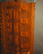 -SPECIAL- “HERMÈS” 2000’s-2010’s orange floral mesh lace stole