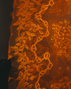 -SPECIAL- “HERMÈS” 2000’s-2010’s orange floral mesh lace stole