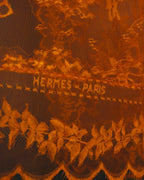 -SPECIAL- “HERMÈS” 2000’s-2010’s orange floral mesh lace stole