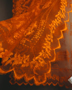 -SPECIAL- “HERMÈS” 2000’s-2010’s orange floral mesh lace stole