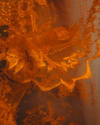 -SPECIAL- “HERMÈS” 2000’s-2010’s orange floral mesh lace stole