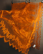 -SPECIAL- “HERMÈS” 2000’s-2010’s orange floral mesh lace stole