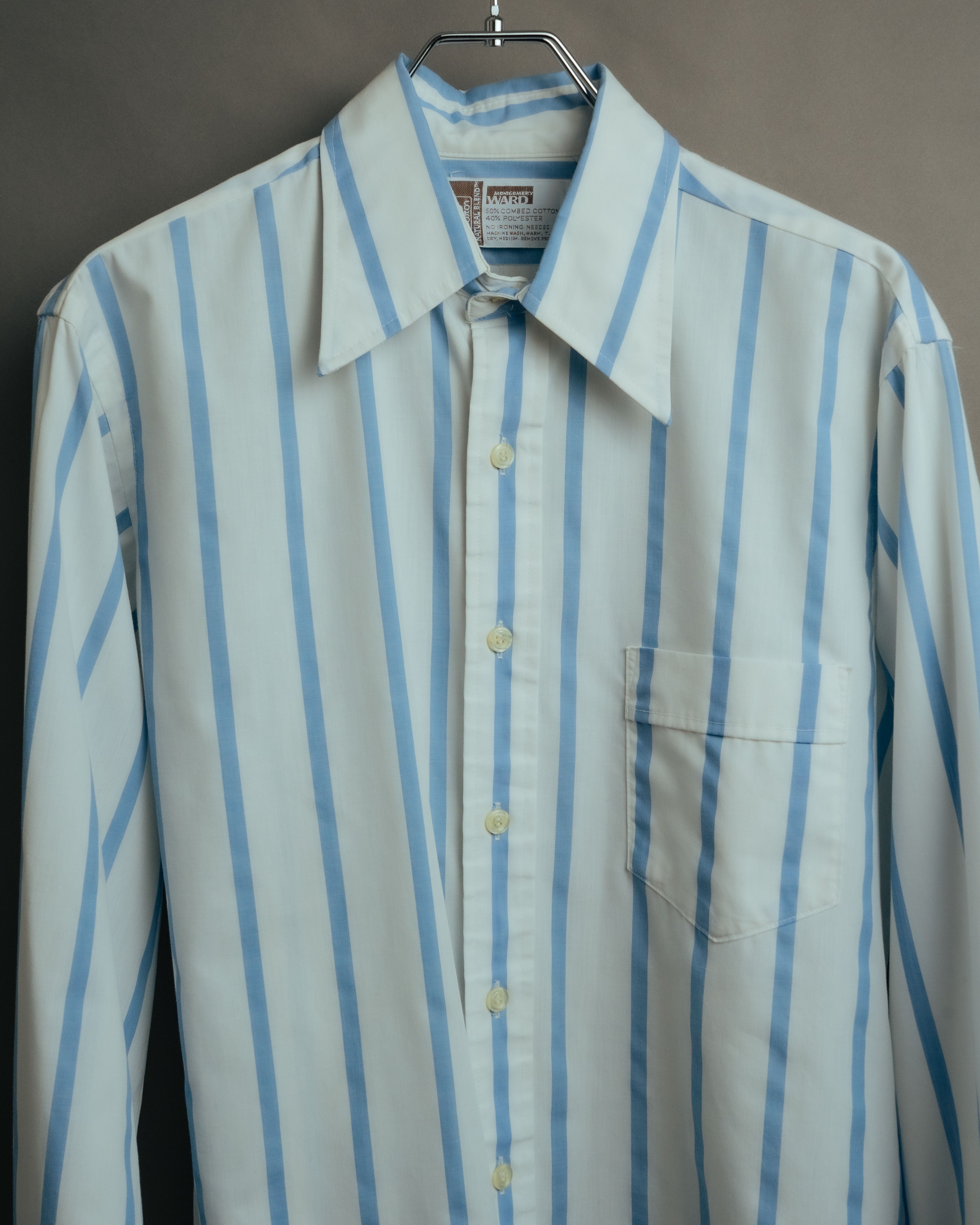 -MOOD Vintage Collections-
70’s-80’s Stripe long point collar shirt