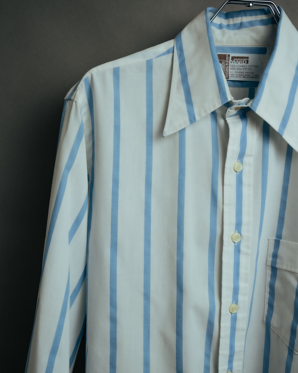 -MOOD Vintage Collections-
70’s-80’s Stripe long point collar shirt