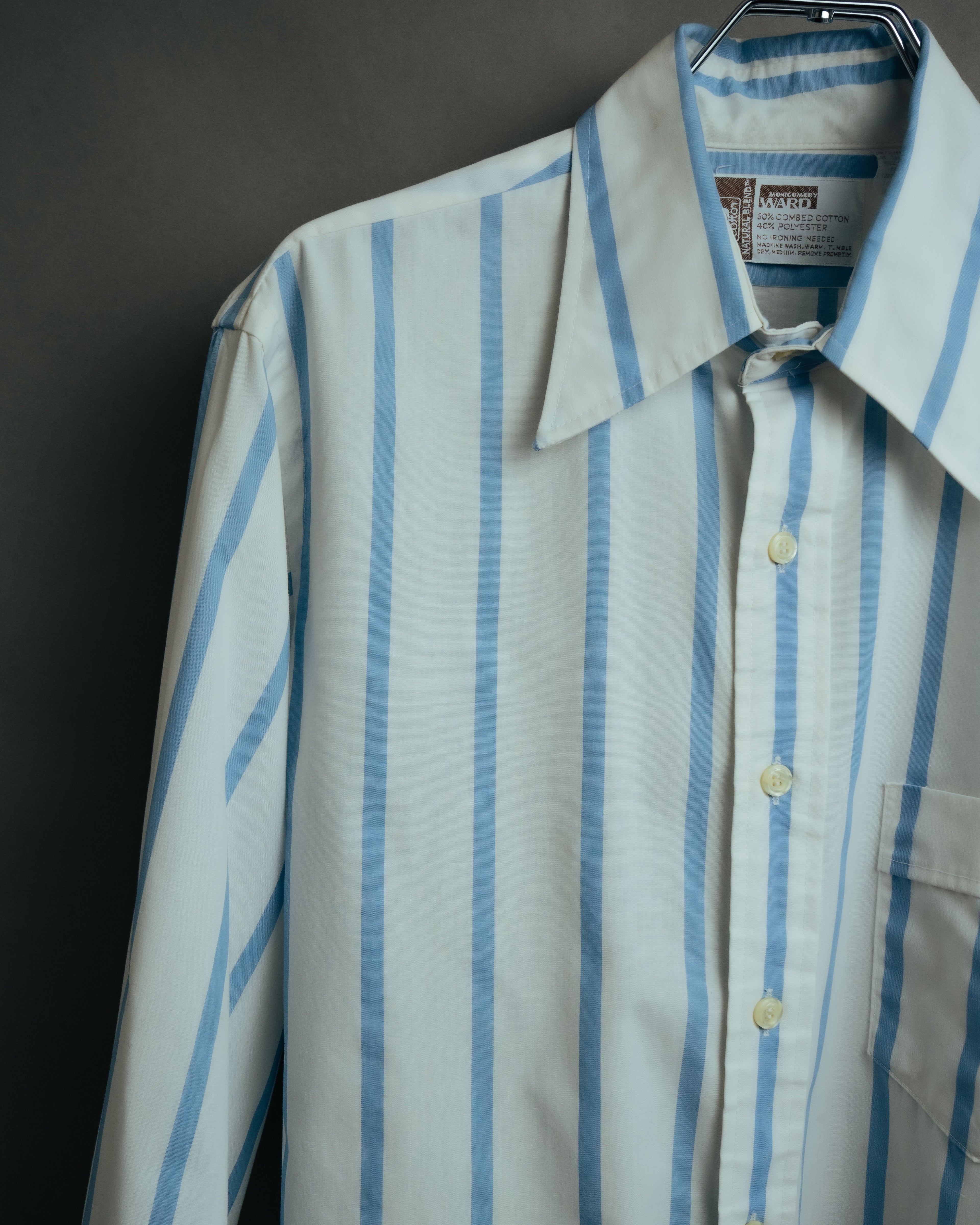 -MOOD Vintage Collections-
70’s-80’s Stripe long point collar shirt