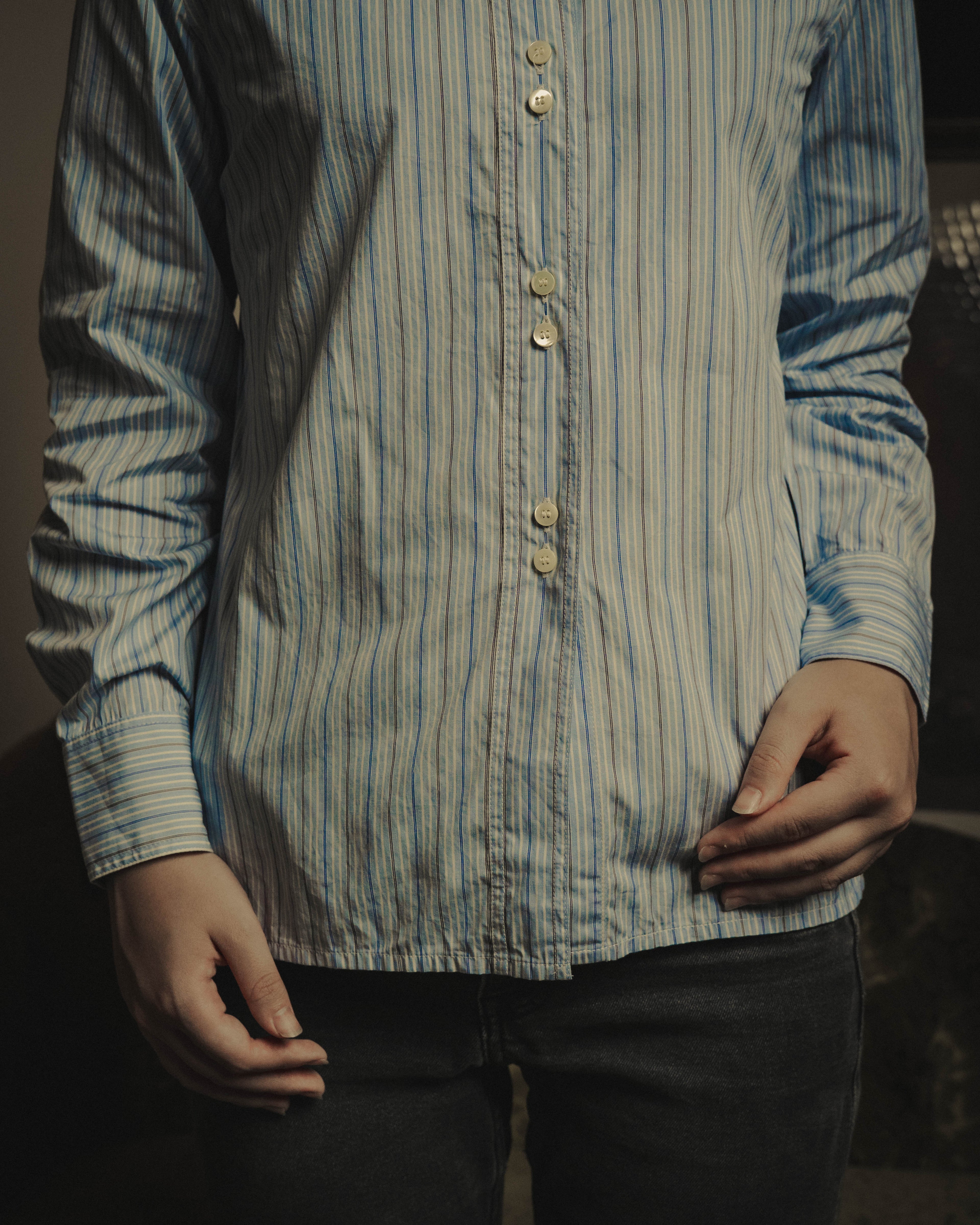 -SPECIAL- "Maison Margiela" 20AW Conceptual double button striped shirt