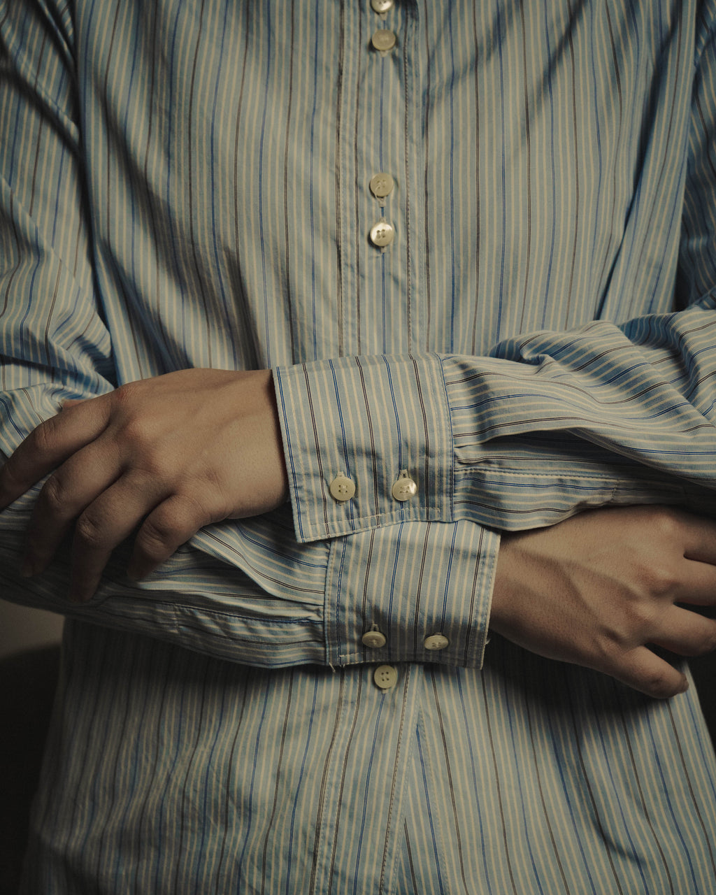-SPECIAL- "Maison Margiela" 20AW Conceptual double button striped shirt