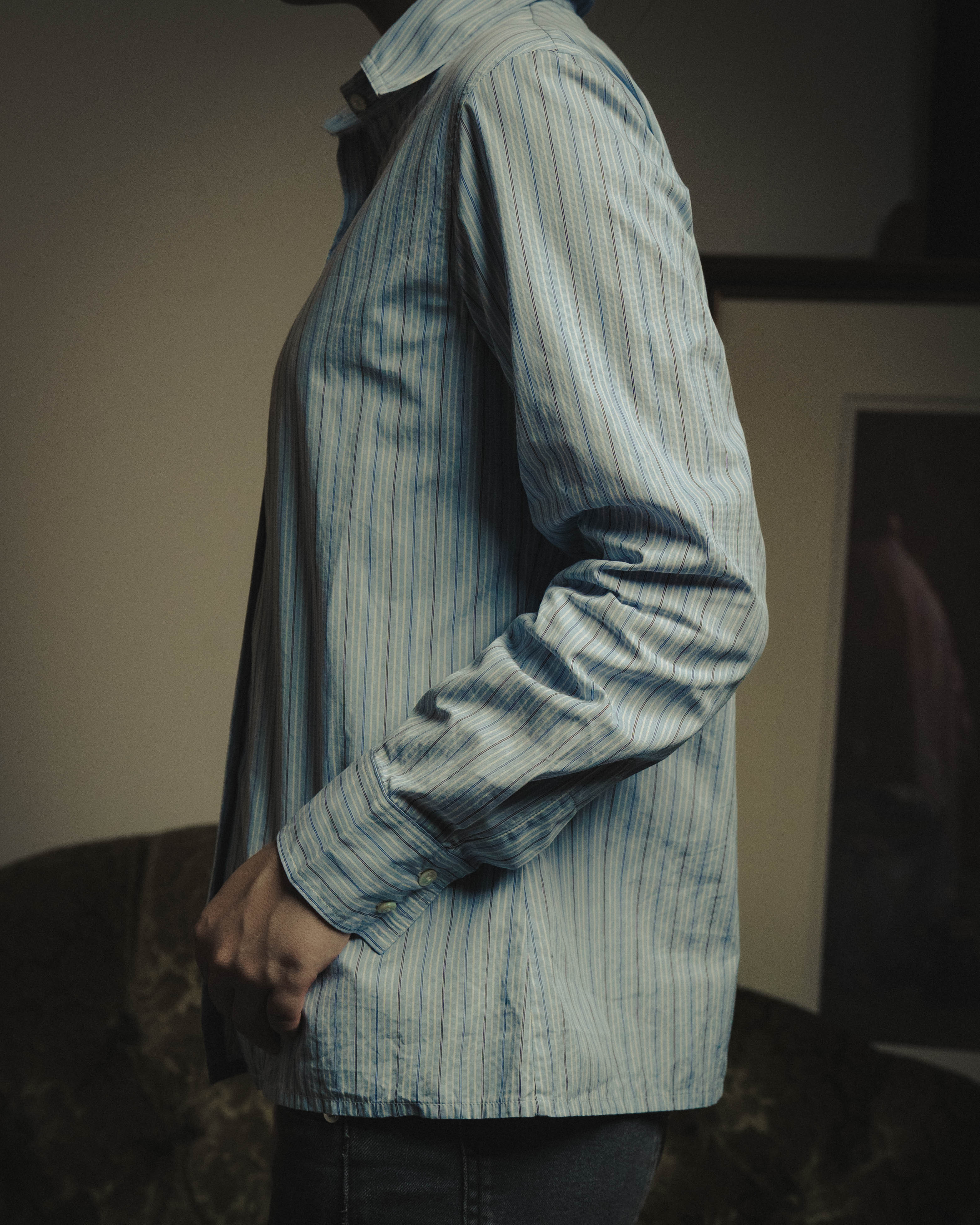 -SPECIAL- "Maison Margiela" 20AW Conceptual double button striped shirt