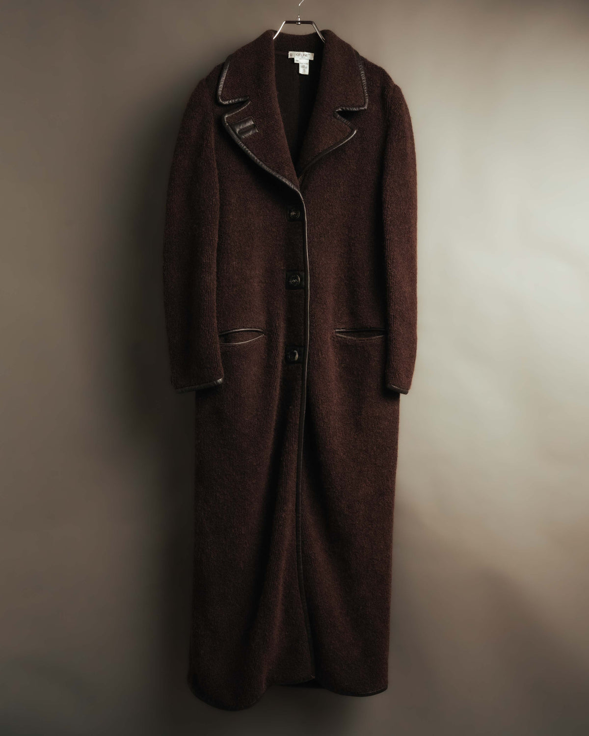 "CELINE" 90's-00's Leather-trimmed full-length coat