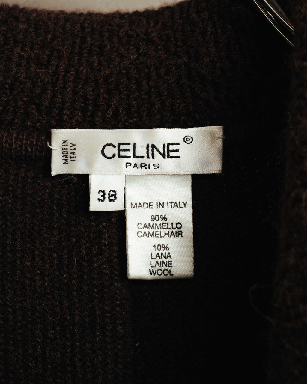 "CELINE" 90's-00's Leather-trimmed full-length coat