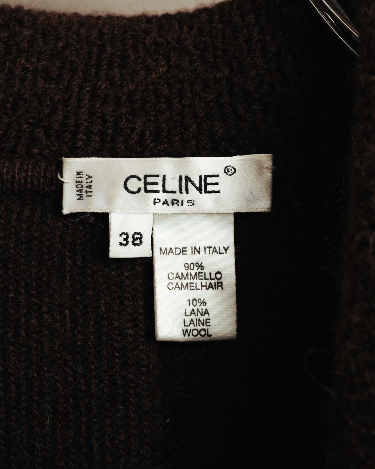 "CELINE" 90's-00's Leather-trimmed full-length coat