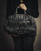 -SPECIAL- "MIU MIU" 00's-10's Glossy gathered leather handbag