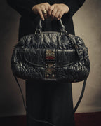 -SPECIAL- "MIU MIU" 00's-10's Glossy gathered leather handbag